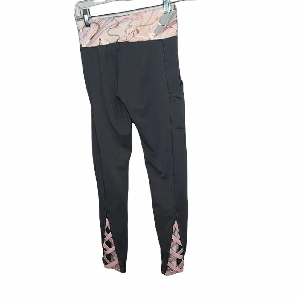 Justice Metallic Rose Gold/ Grey Leggings. Size 12.‎